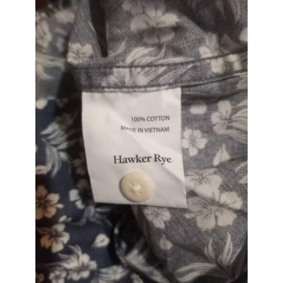 New Hawker Rye Mens Large L Button Down Shirt Blue Floral Cotton Regular Fit NWT - Picture 12 of 14